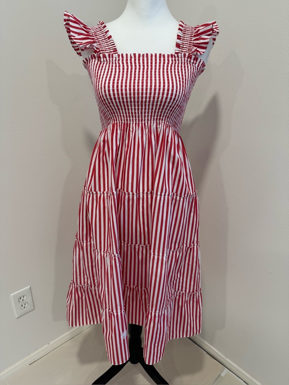 Hill House The Nap Midi Dress Striped Tiered XXXS/TN